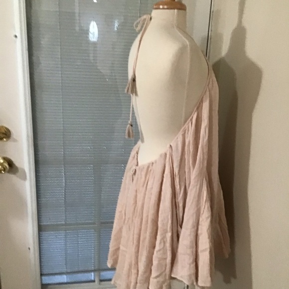 Free people catching rays mini summer halter dress Pebble tan Festival beach XS - Picture 6 of 10